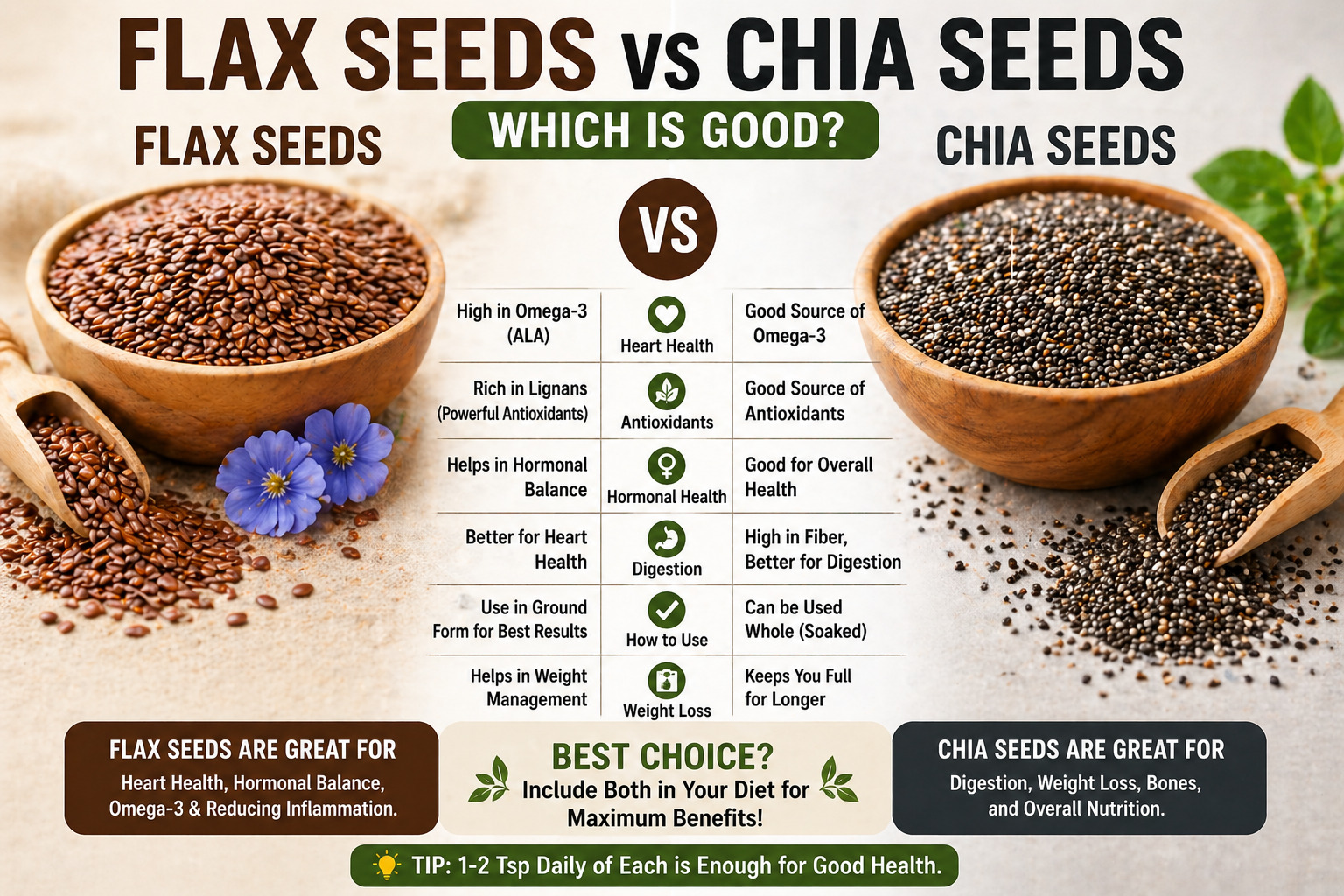 Flax Seeds OR Chia Seeds