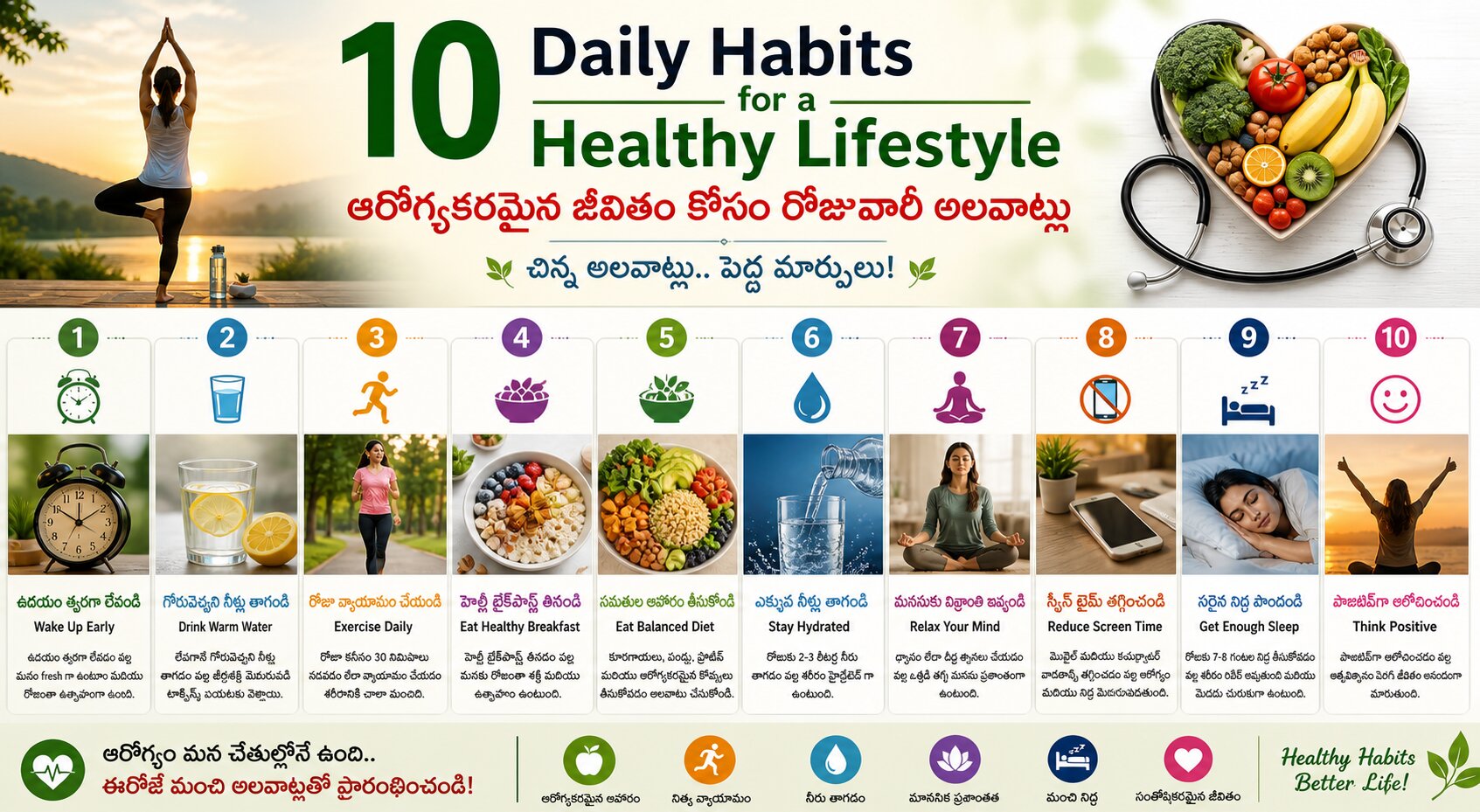 Morning healthy routine with yoga and sunlight | ఆరోగ్యకరమైన ఉదయం అలవాట్లు